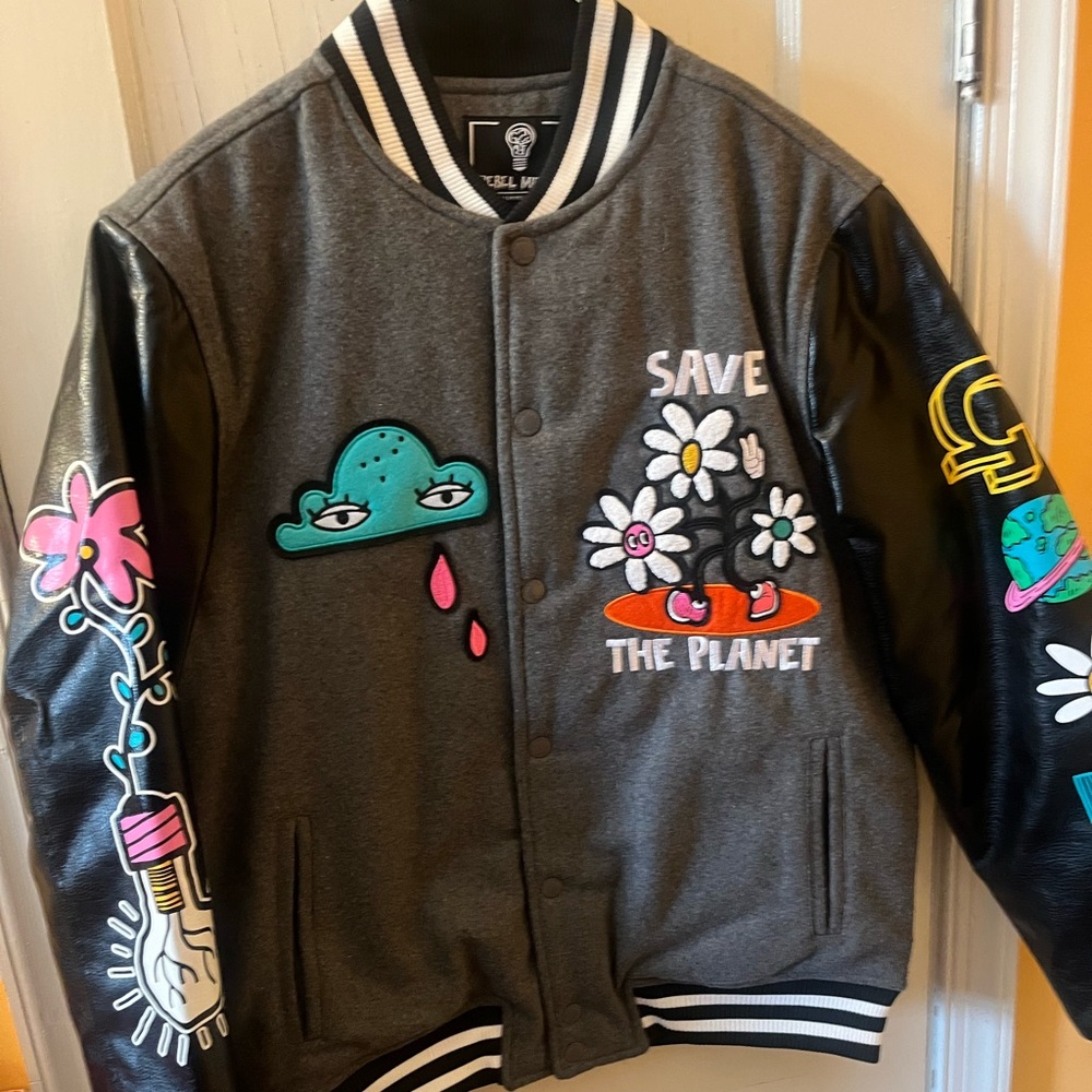 Rebel minds varsity jacket.  New